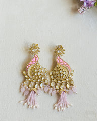 Ishi Polki Paisley Tassel Earrings Pink - The Pashm