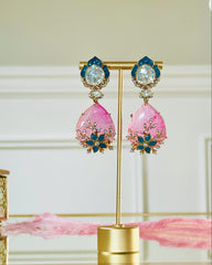 Purva Enamel Flower Earrings Pink - The Pashm