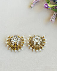Serena Polki Pearl Chand Stud Earrings - The Pashm