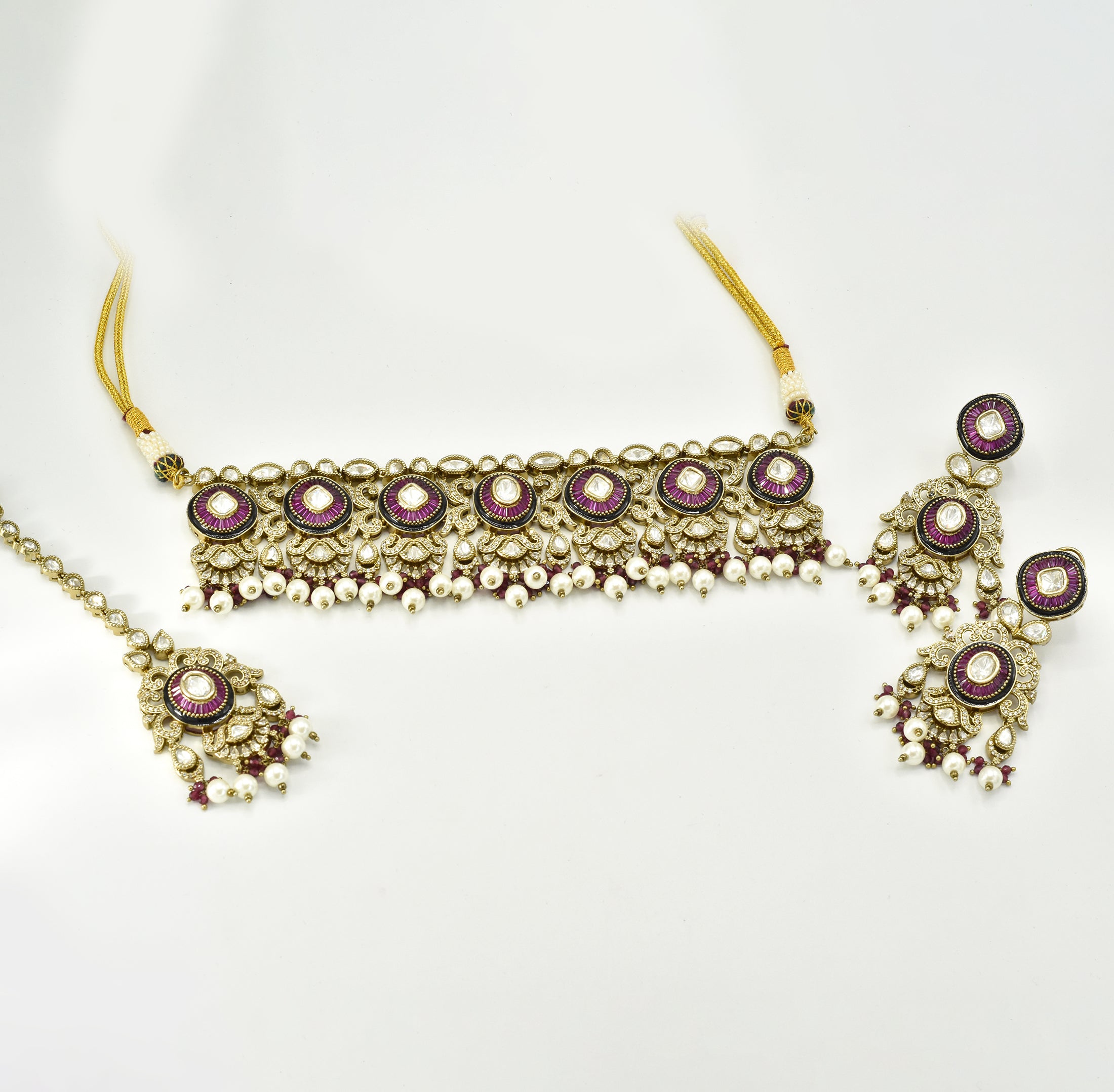 Jahanaara Ruby Polki Pearl Choker Set - The Pashm