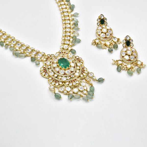 Farzeena Polki Mint Drops Necklace Set - The pashm