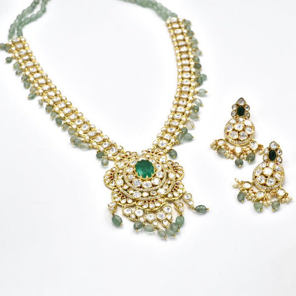 Farzeena Polki Mint Drops Necklace Set - The pashm