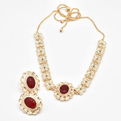 Zivah Polki Necklace Set Red - The Pashm