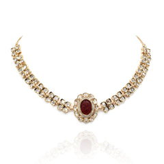 Zivah Polki Necklace Set Red - The Pashm