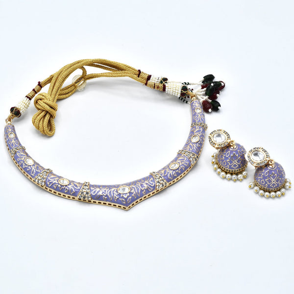 Ameena Enamel Hasli Set Purple - The Pashm