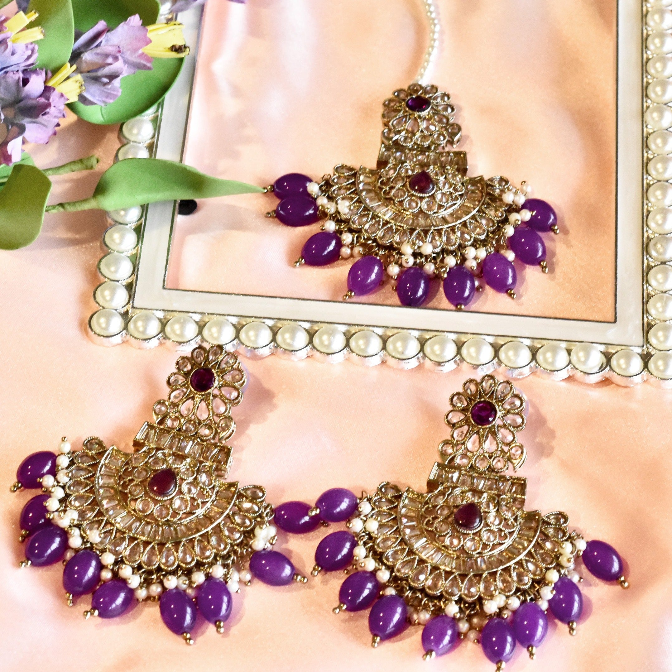 Piya Jarkan Earrings Purple - The Pashm