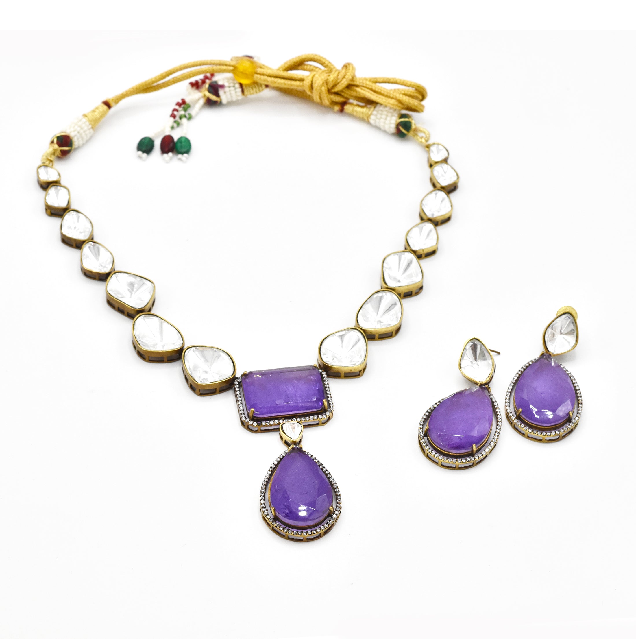 Dinah Moissanite Necklace Set Purple - the pashm