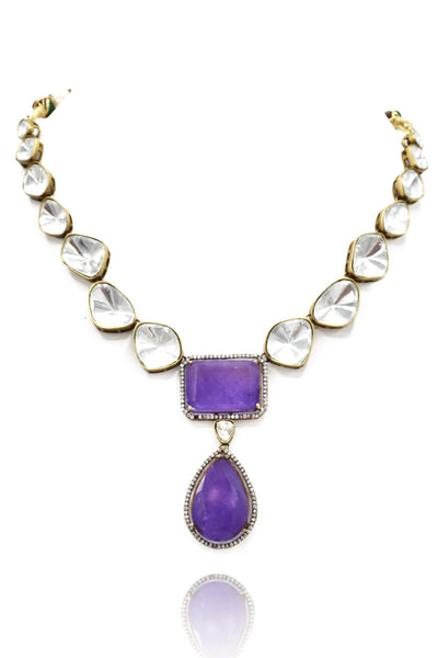 Dinah Moissanite Necklace Set Purple - the pashm