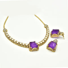 Vera Polki Studded Hasli Set Purple - The Pashm