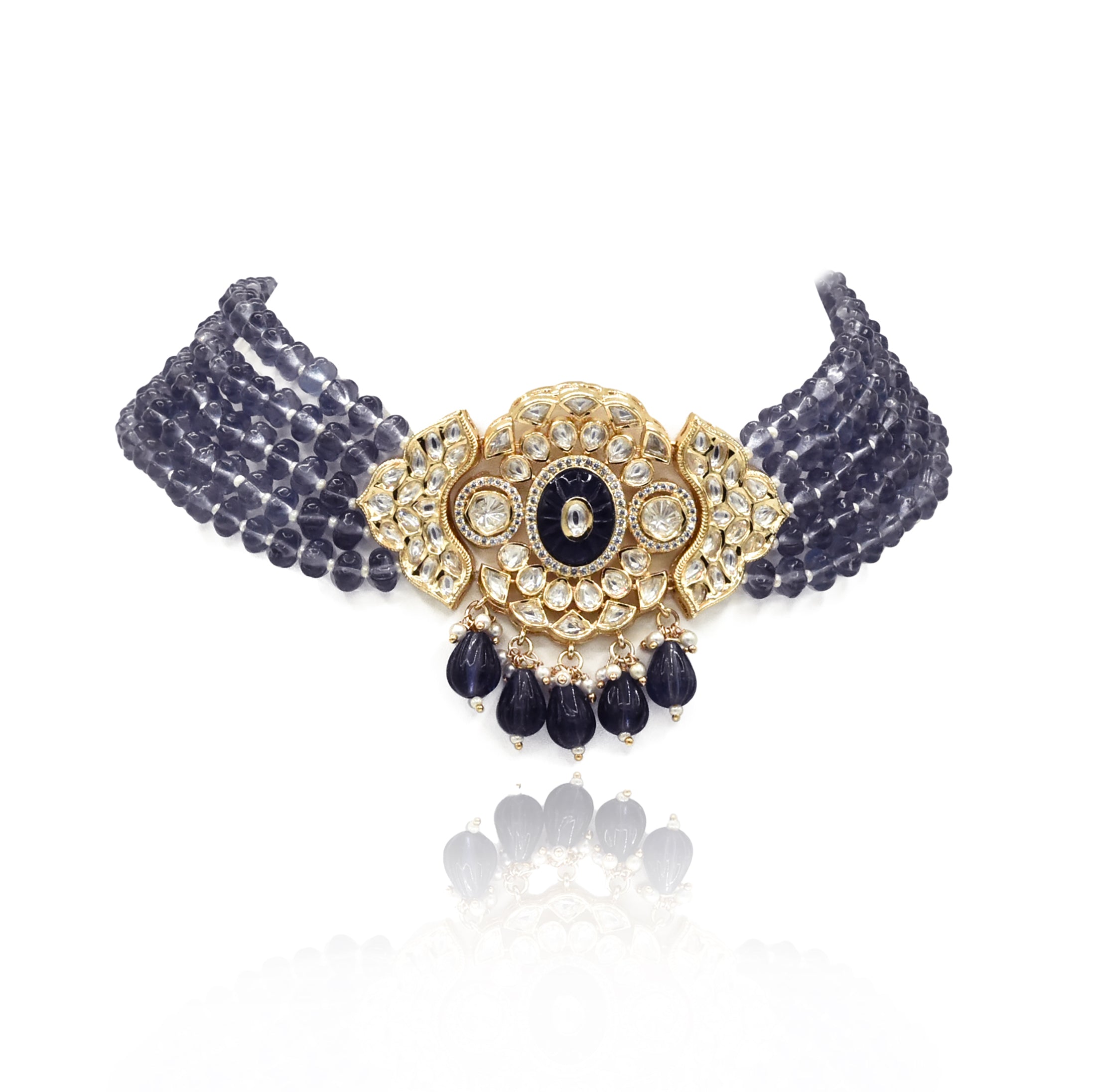 Ishika Amethyst Polki Statement Choker - The Pashm