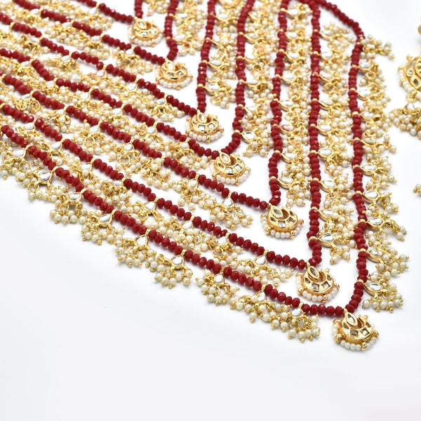 Nigaar Layered Red Trinkets Necklace Set - Th Pashm
