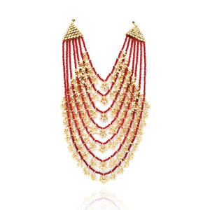 Nigaar Layered Red Trinkets Necklace Set - Th Pashm