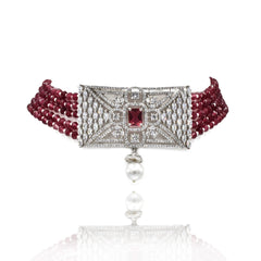 Regina American Diamond Choker Set - Red - The Pashm