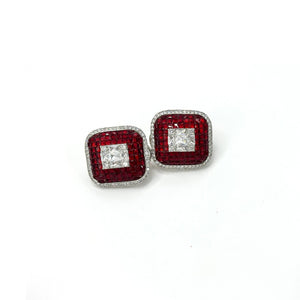 Anessa Studded Earrings Red - The Pashm