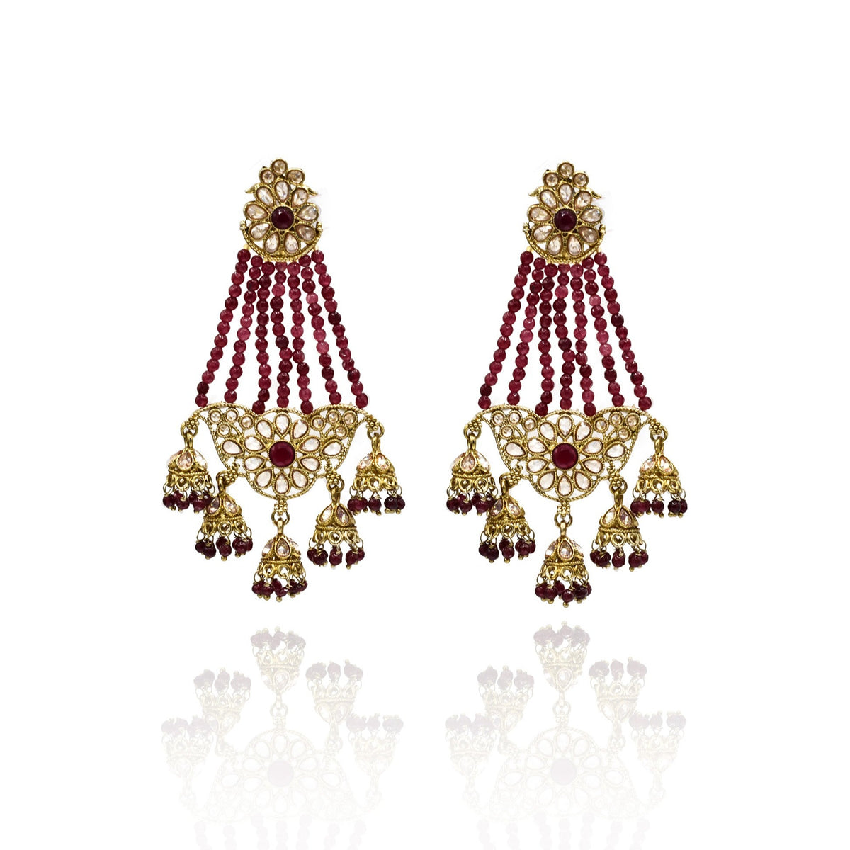 Shree Jarkan Earrings Red - The Pashm