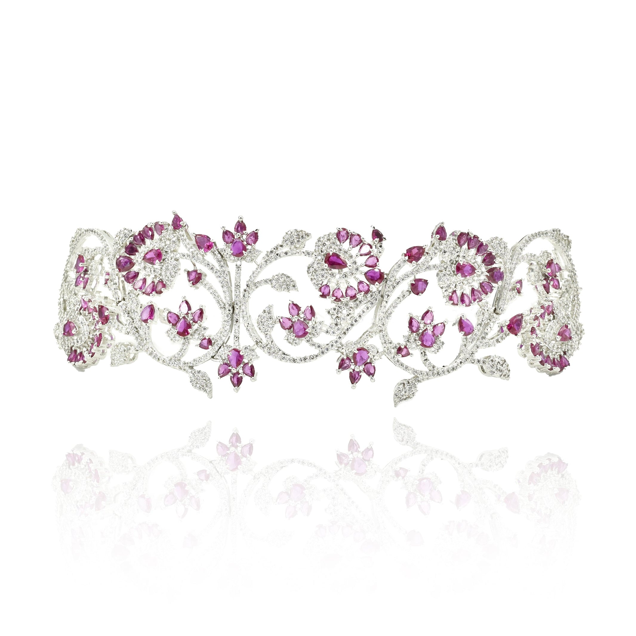 Ardena Ruby Red Floral Choker Set - The Pashm