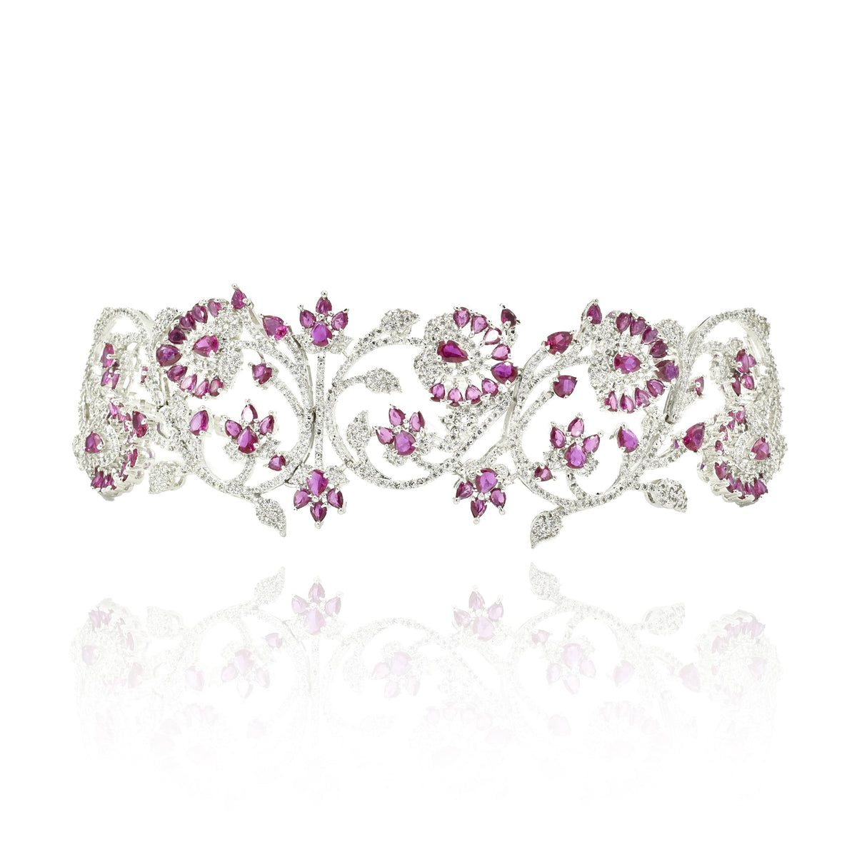 Ardena Ruby Red Floral Choker Set - The Pashm