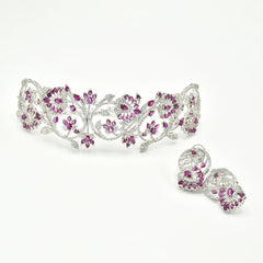 Ardena Ruby Red Floral Choker Set - The Pashm