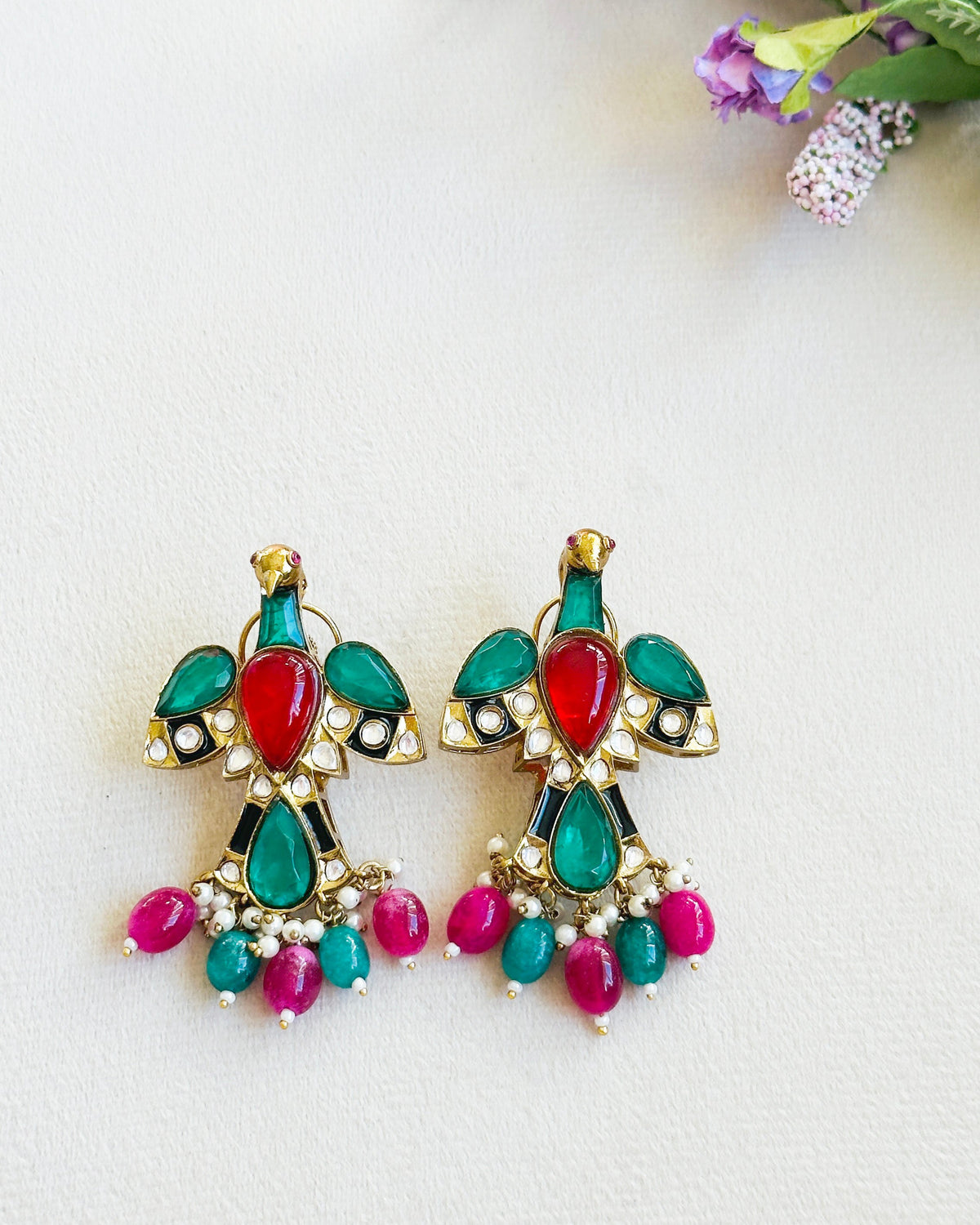 Enayat Bird Motif Statement Earrings - The Pashm