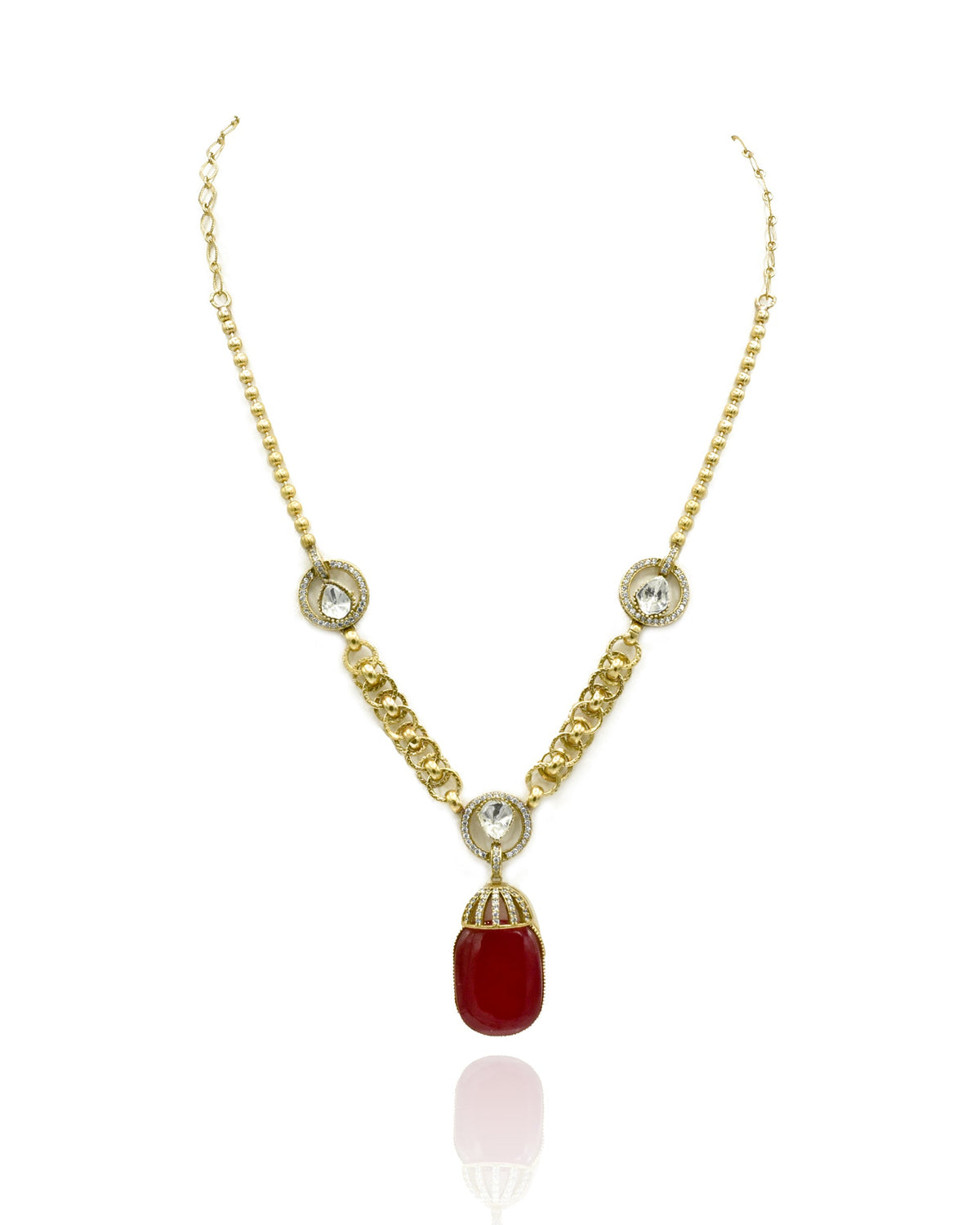 Julia Gemstone Pendant Set Red - The Pashm