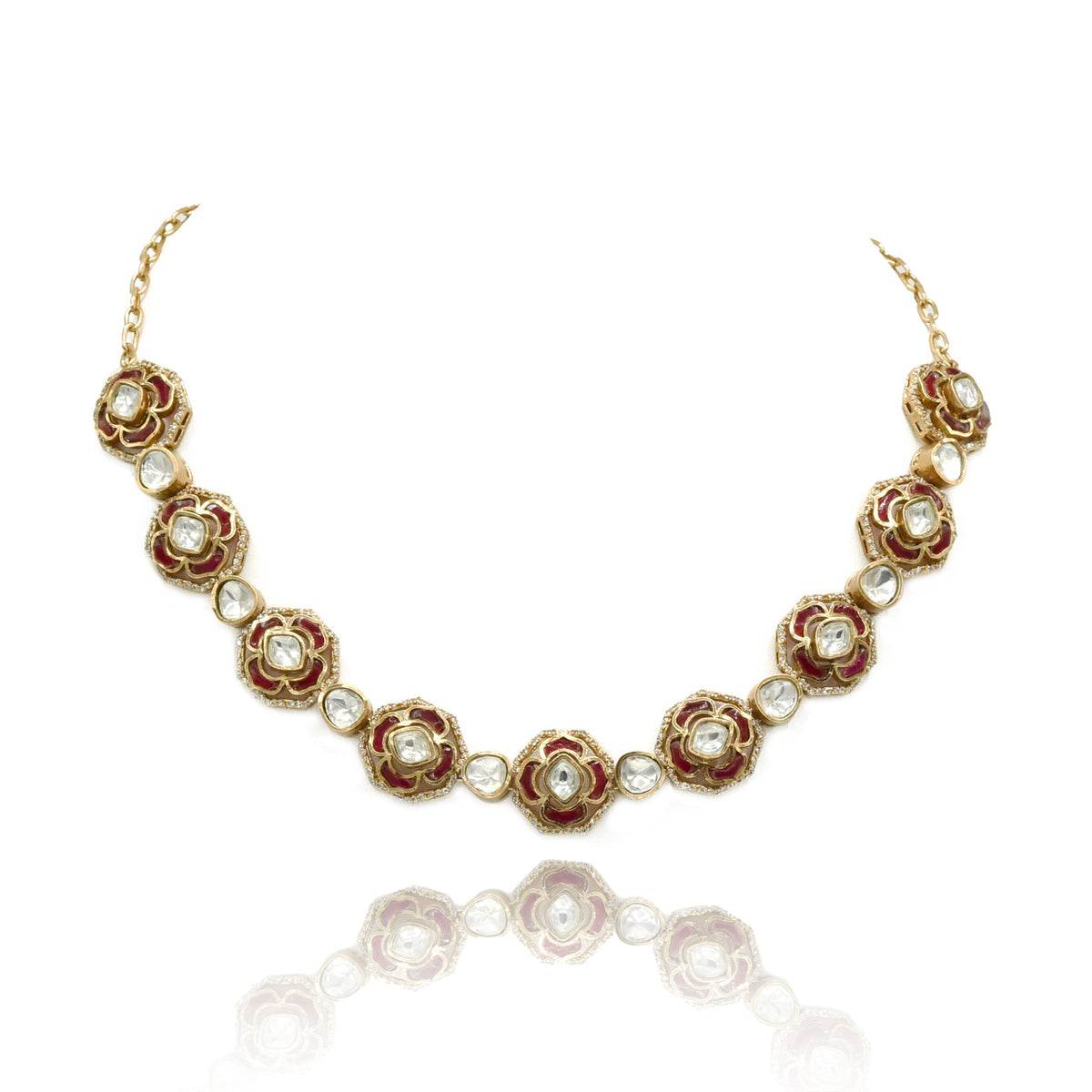 Gulnaar Polki Rose Necklace - The pashm