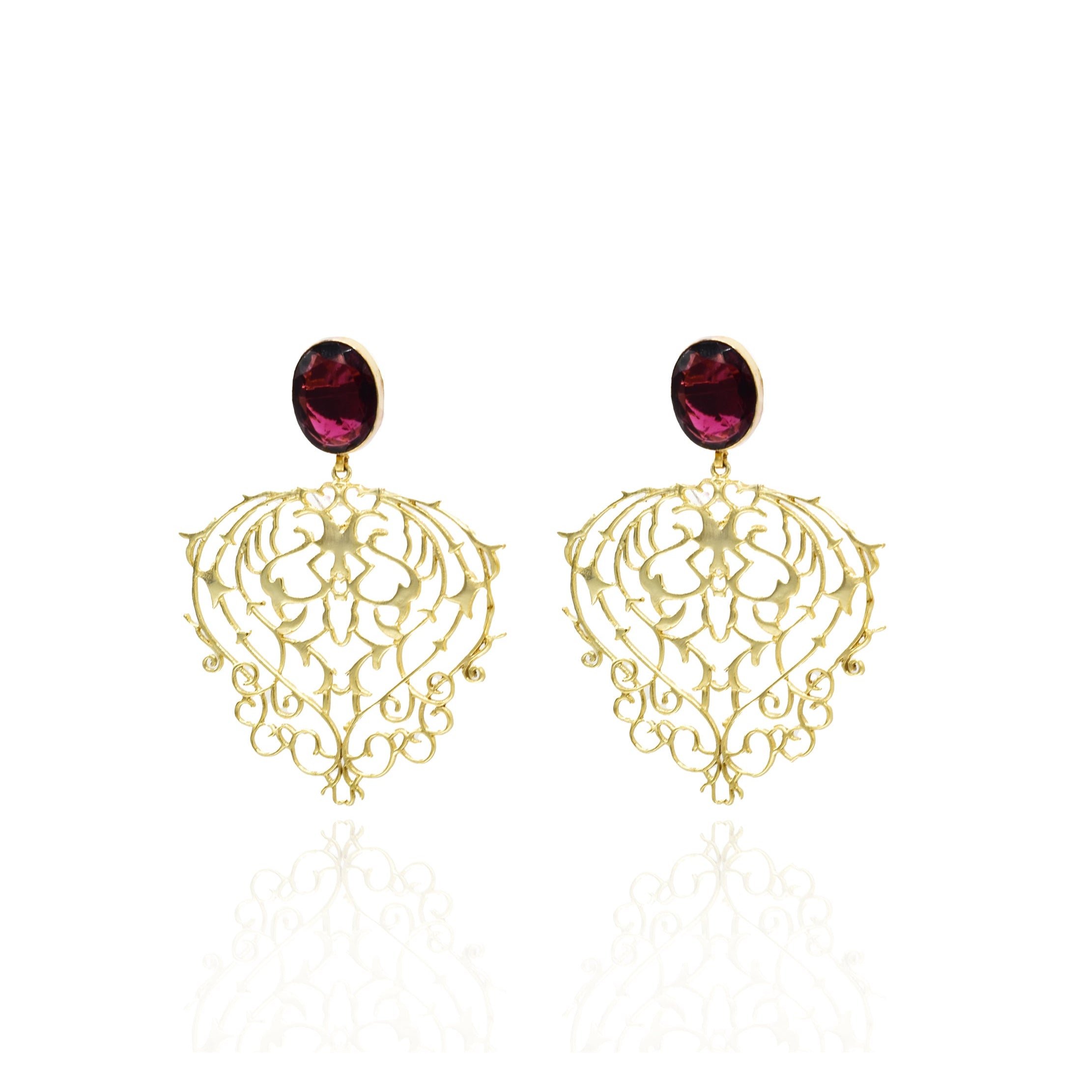 Stella Lightweight Stone Earrings Red - The Pashm