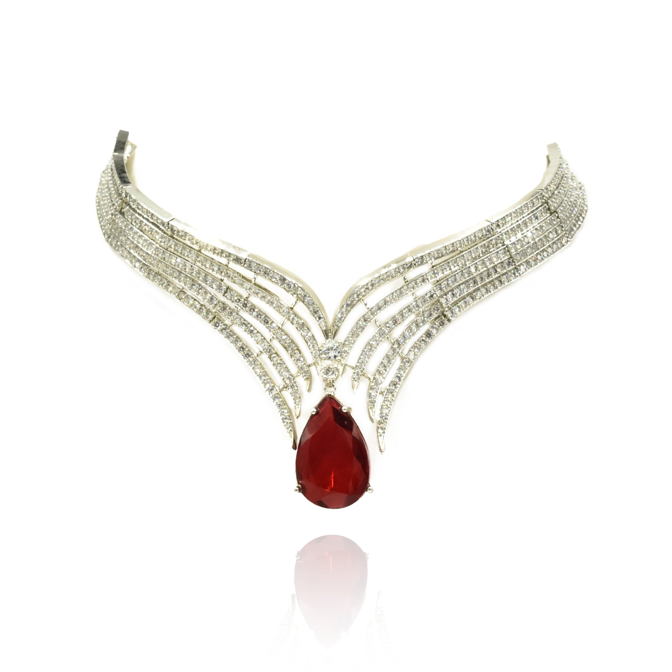Anabia Ruby Red Pear-Cut Diamond Choker Set  The Pashm
