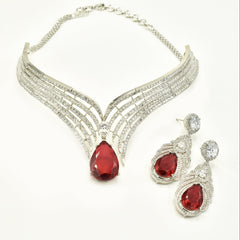 Anabia Ruby Red Pear-Cut Diamond Choker Set  The Pashm