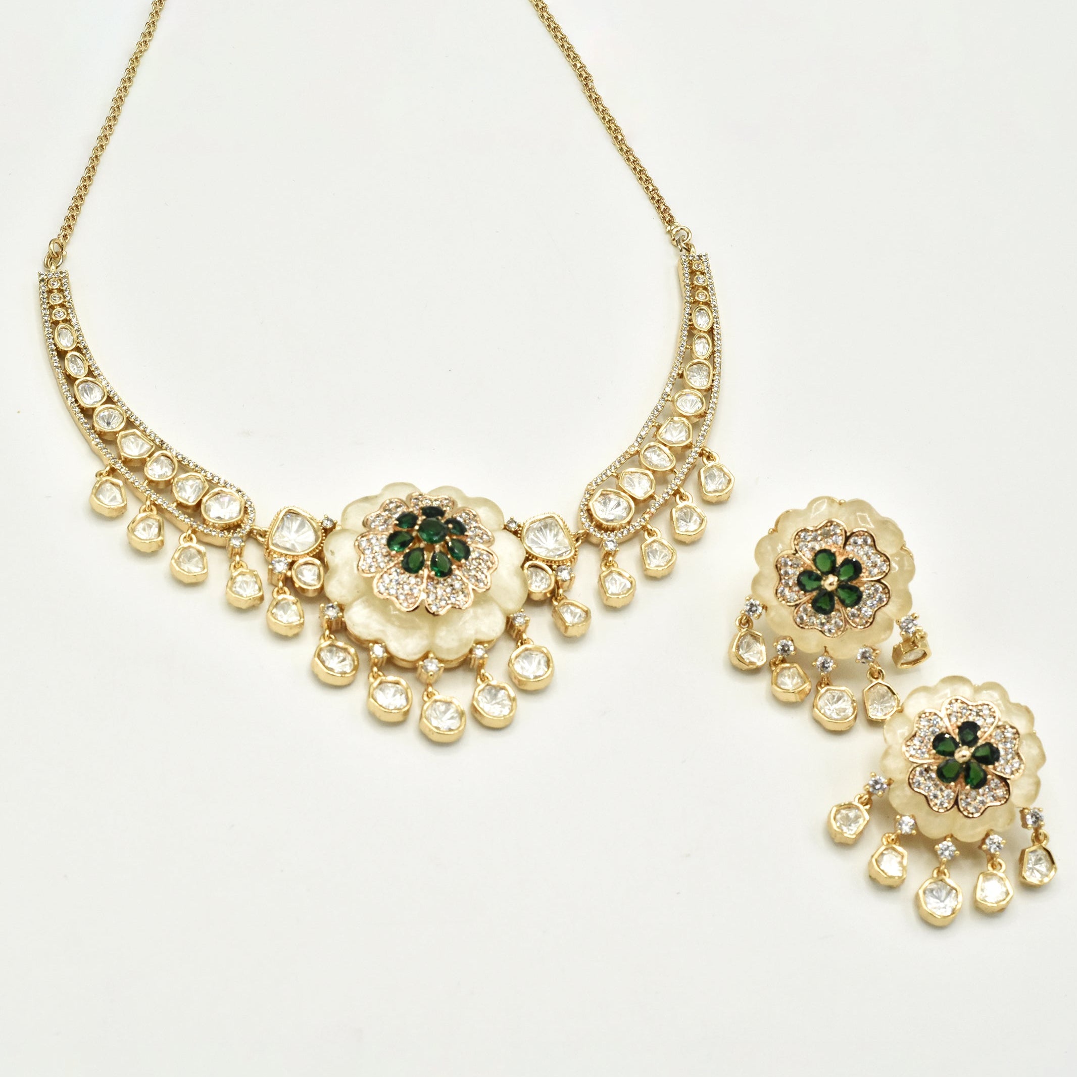 Noor Gul Polki Floral Statement Necklace - The Pashm