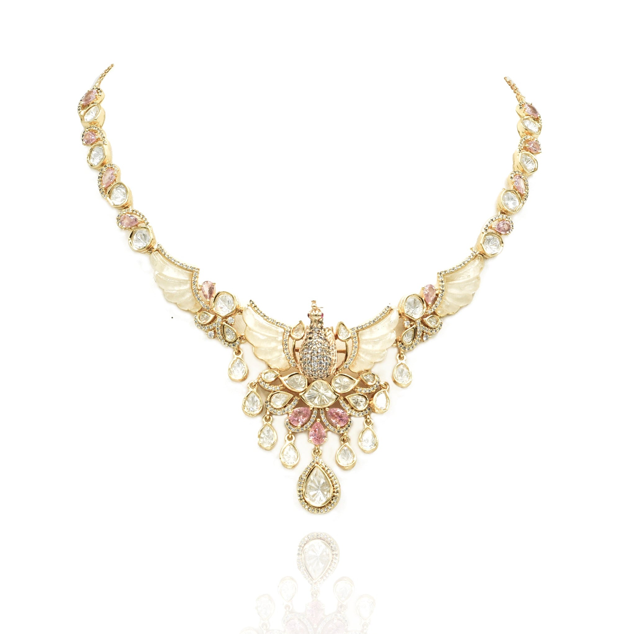 Noor Mayura Polki Peacock Necklace Set - The pashm