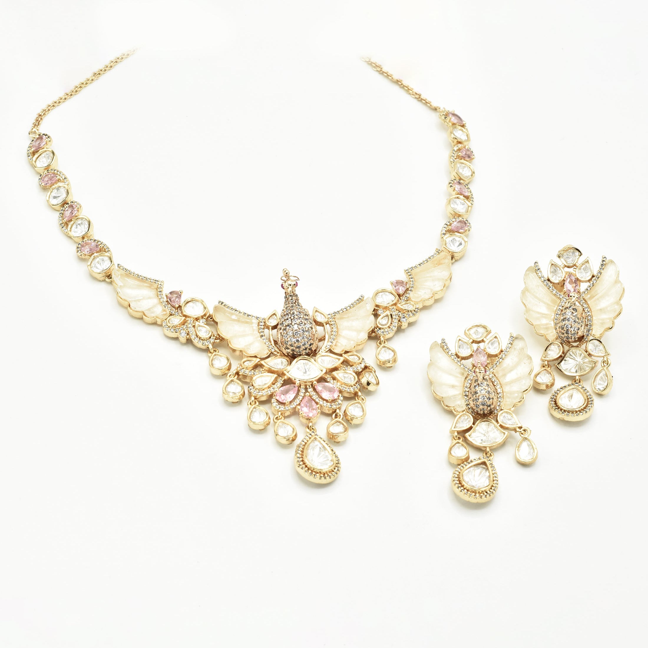 Noor Mayura Polki Peacock Necklace Set - The pashm