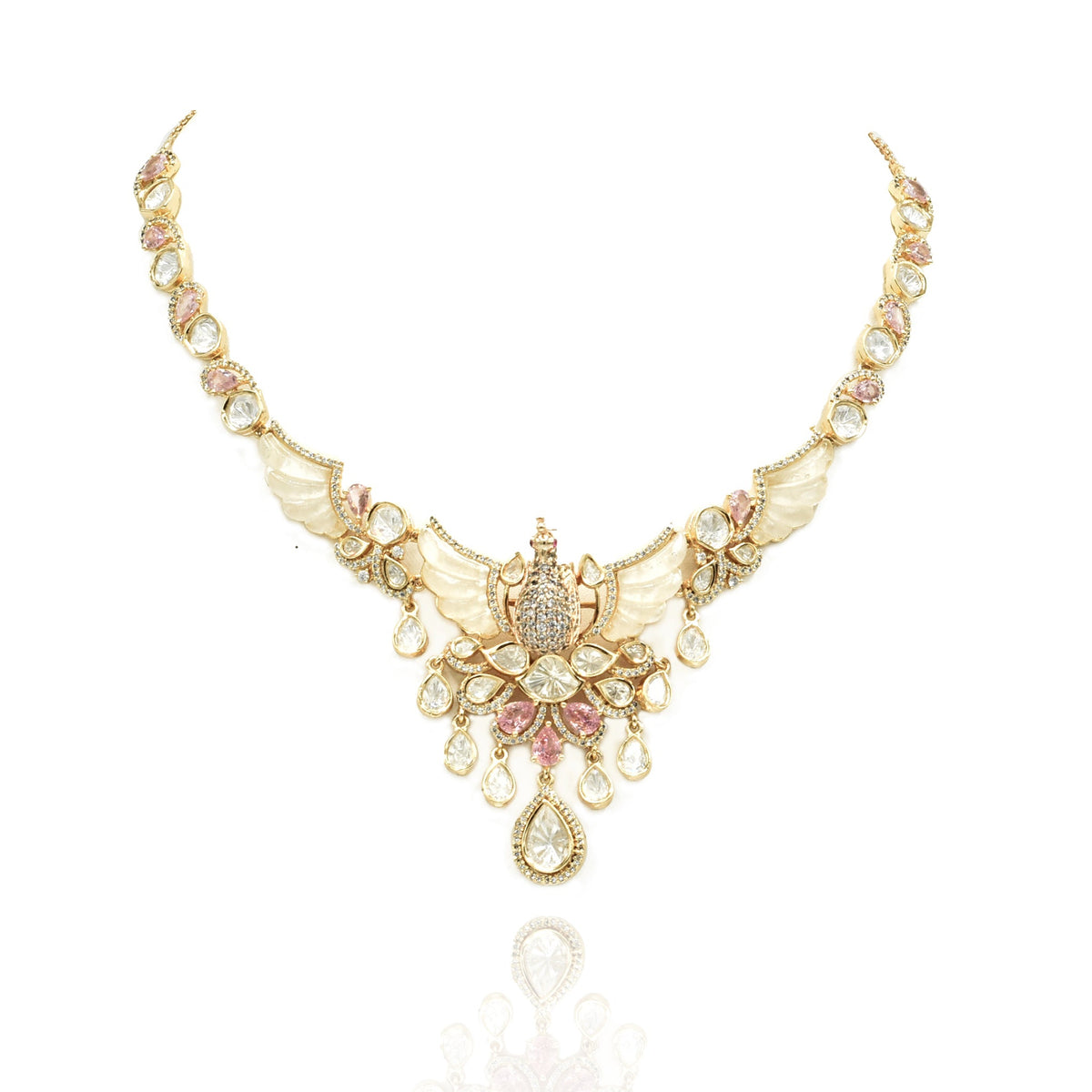 Noor Mayura Polki Peacock Necklace Set - The pashm