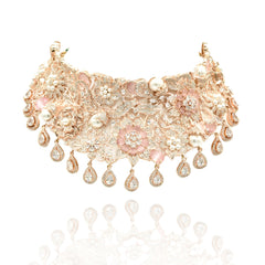 Shya Rose Gold Floral Bridal Choker Set - The pashm