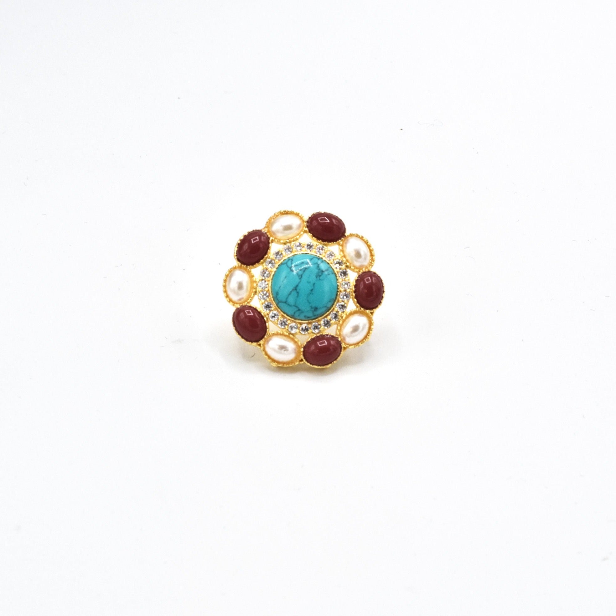 Chavvi Turquoise Stone Fusion Ring - The Pashm