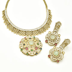 Aarika Multicolor Statement Pendant Necklace Set with earrings - The pashm