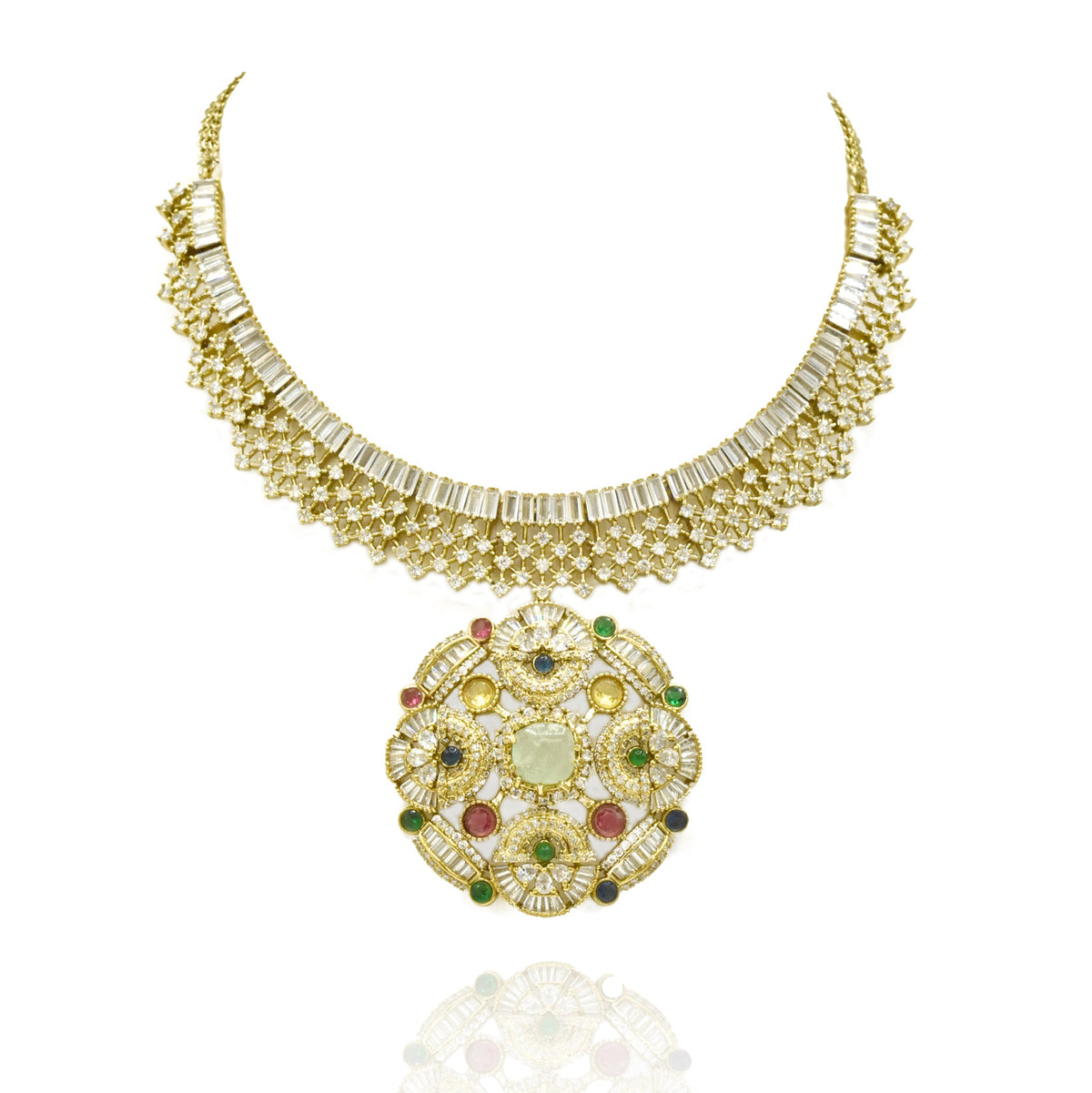 Aarika Multicolor Statement Pendant Necklace Set - The Pashm