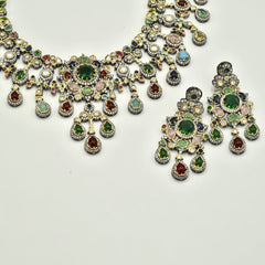 Suvasi Multicolor Studded Silver Antique Set - The Pashm