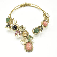 Kshirja Enchanted Vine Multicolor Hasli Necklace Set Pink - The Pashm