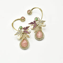 Kshirja Enchanted Vine Multicolor Hasli Necklace Set Pink Earrings - The Pashm