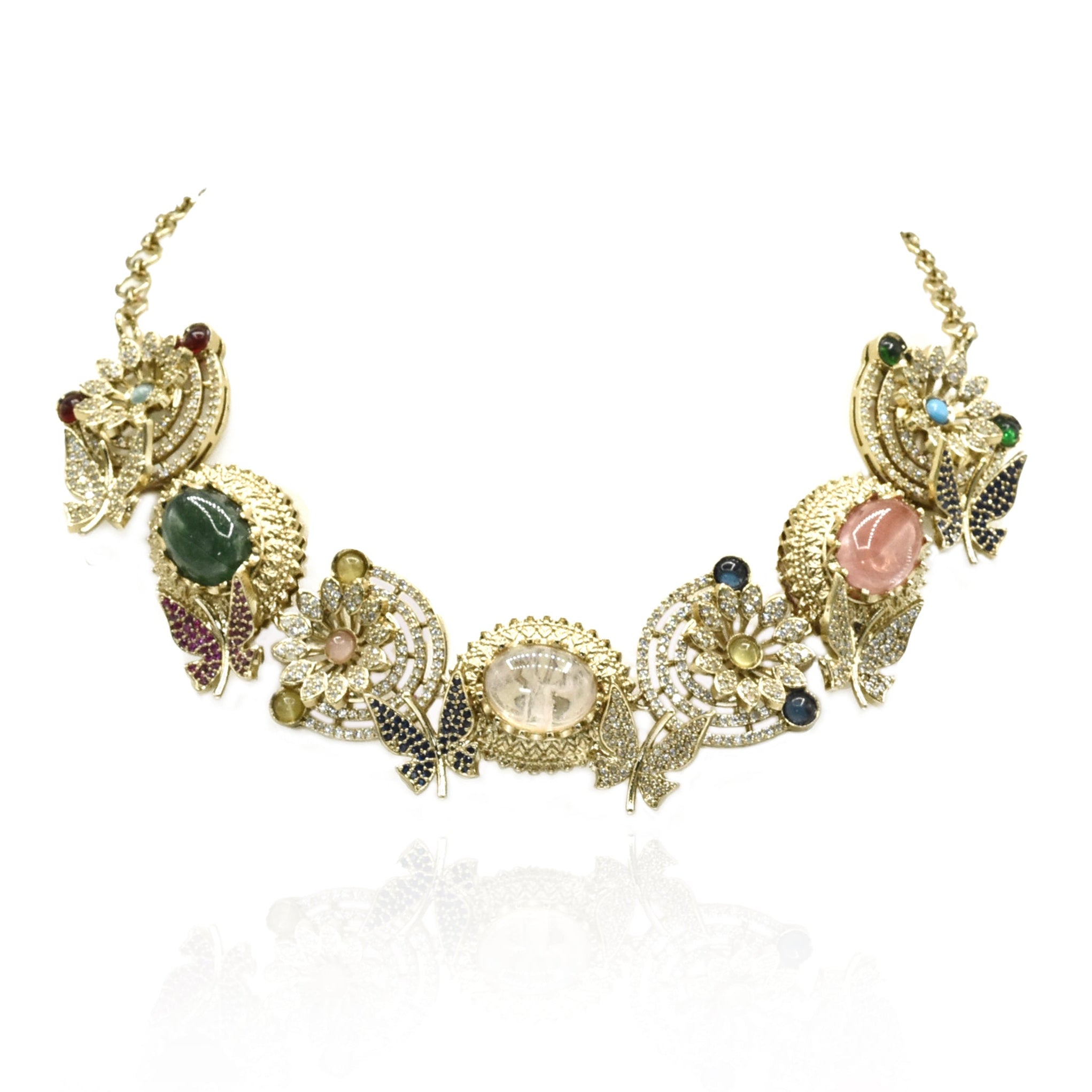 Maheen Butterfly Garden Multicolor Statement Necklace - The pashm