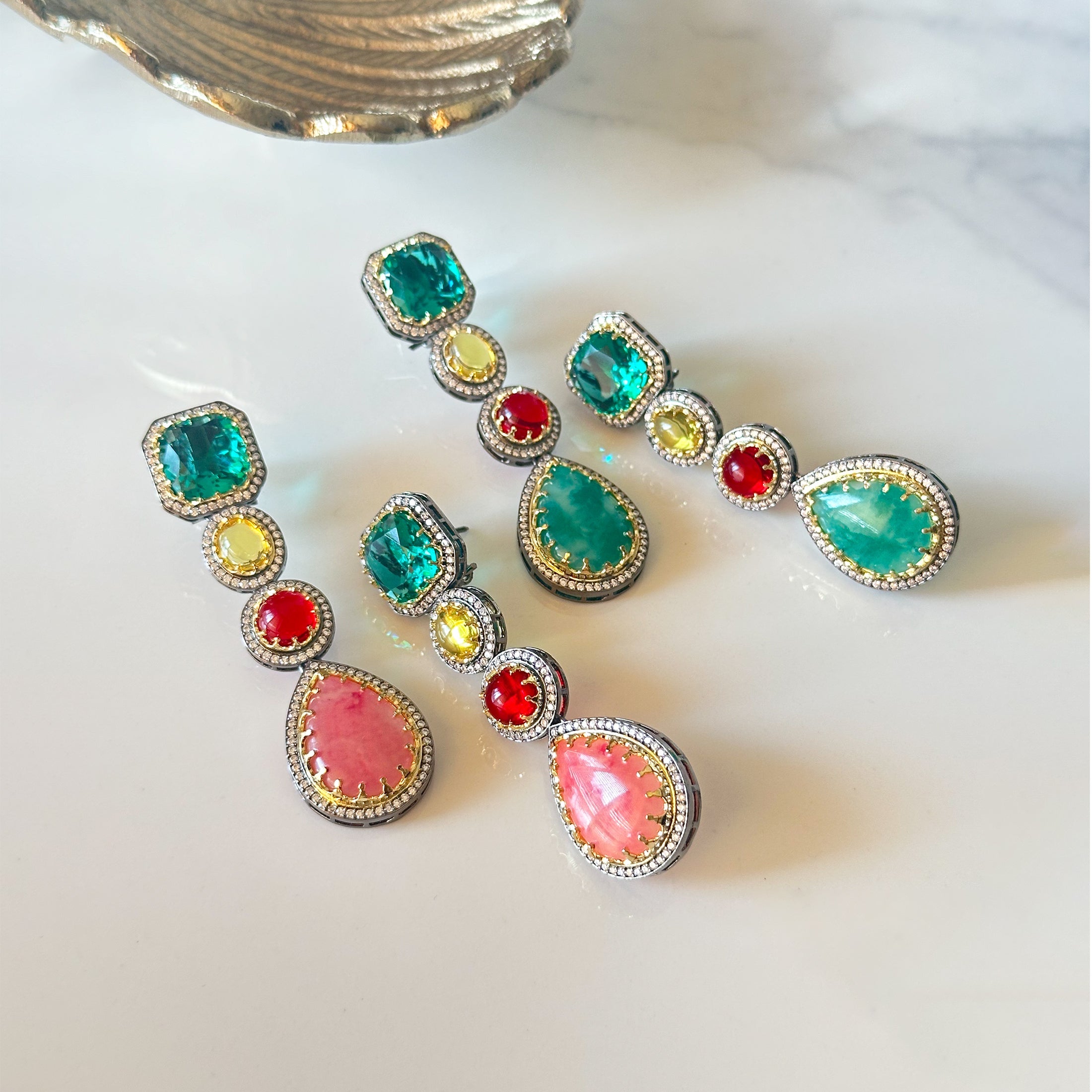 Vamika Multicolor Crystal Earrings - The Pashm