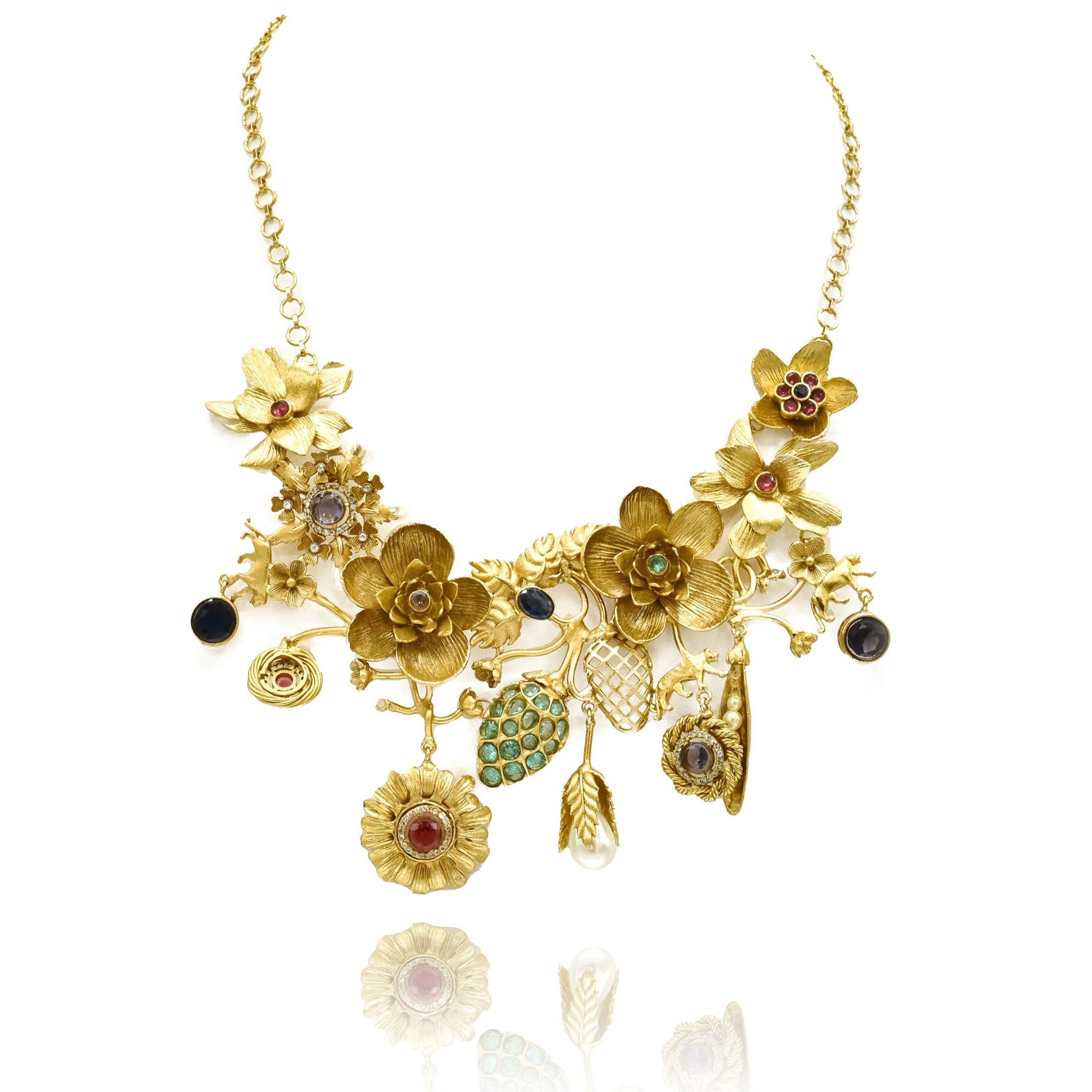 Noura Gold Floral Charms Necklace Set - The Pashm