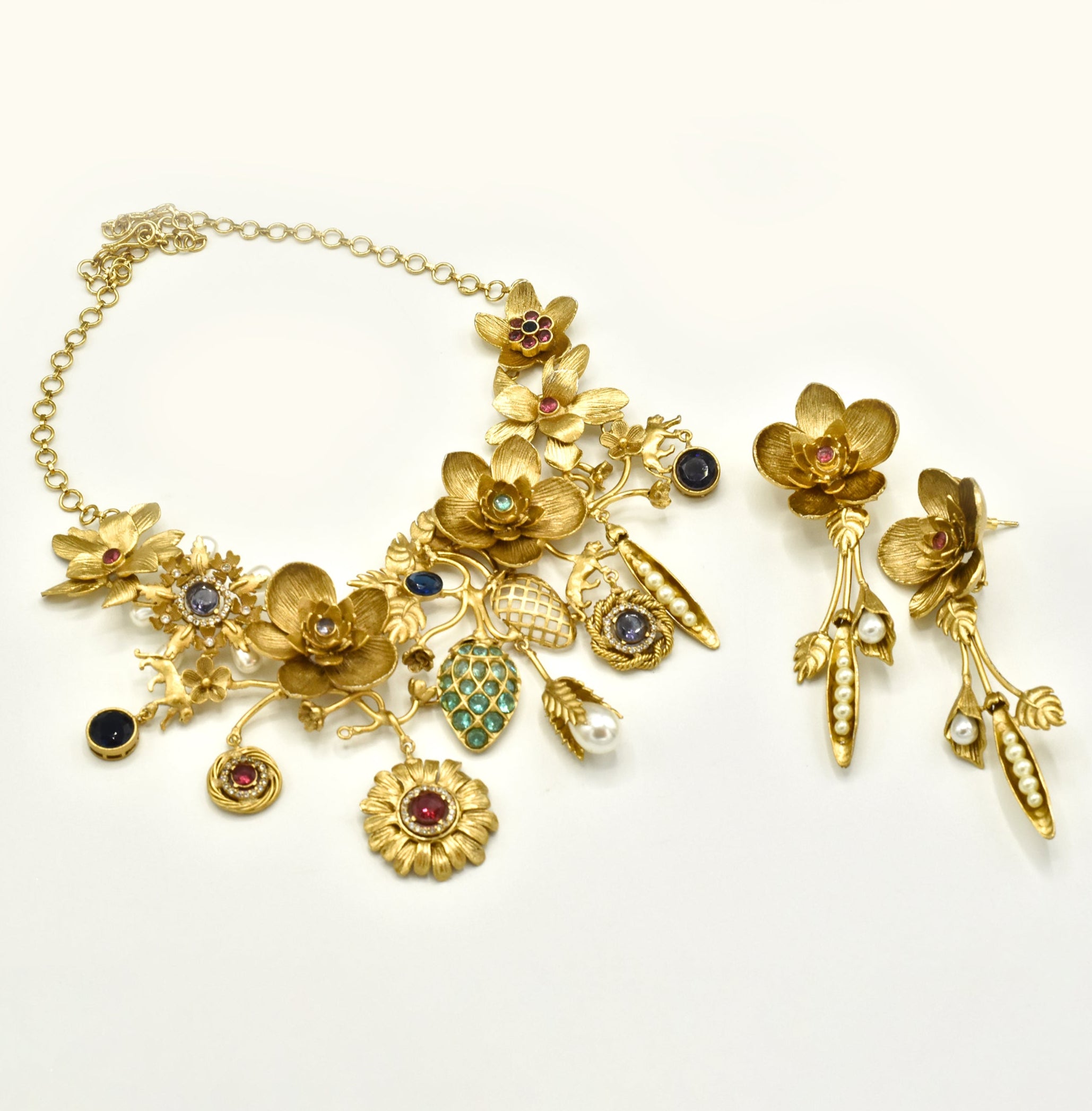 Noura Gold Floral Charms Necklace Set - The Pashm