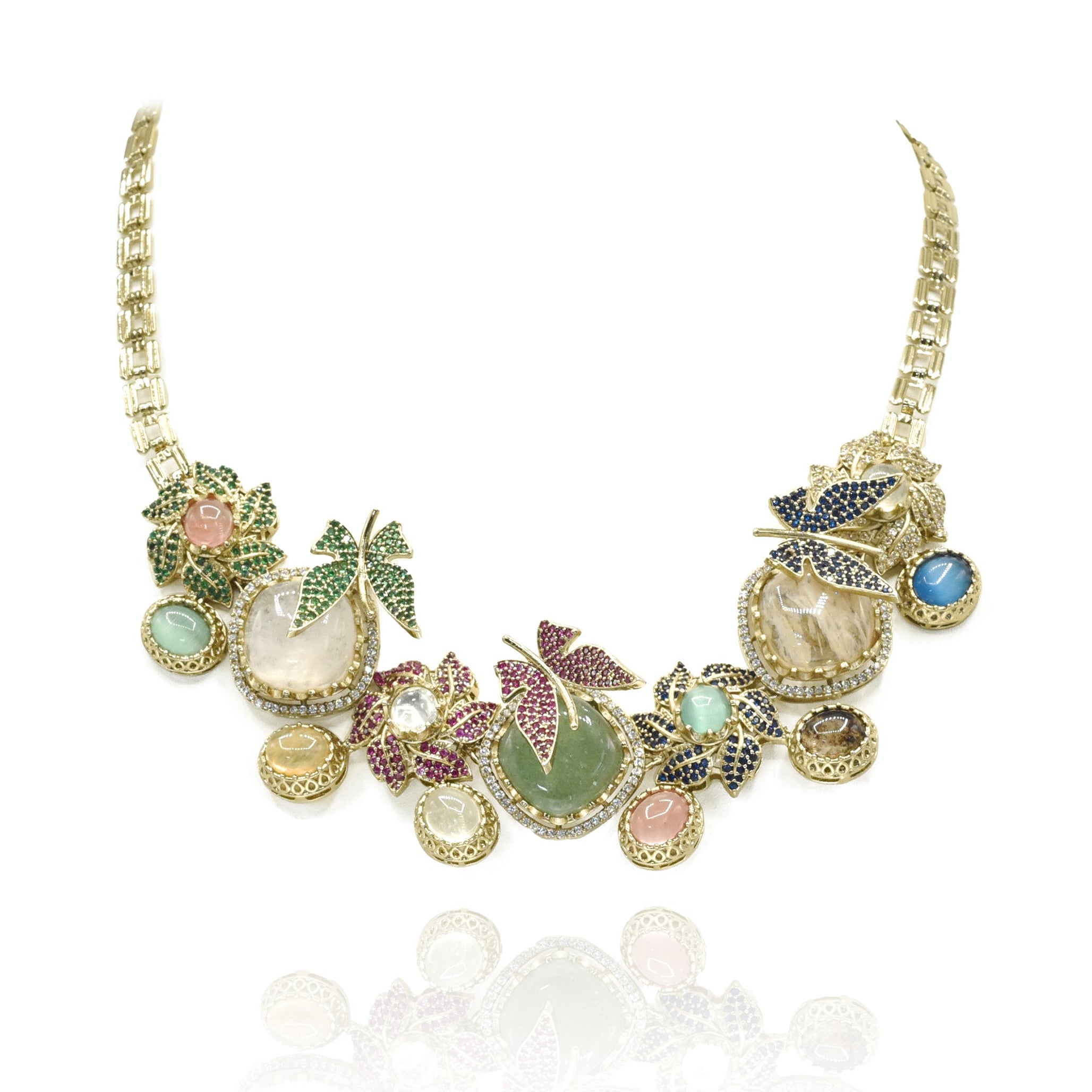 Maitreyee Enchanted Butterfly Multicolor Stone Necklace Set - The pashm