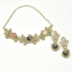 Verisha Gulnaar Blush Floral Stone Necklace Black - The Pashm