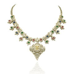 Mahveen Honey Glow Multicolor Crystal Necklace Set - The Pashm
