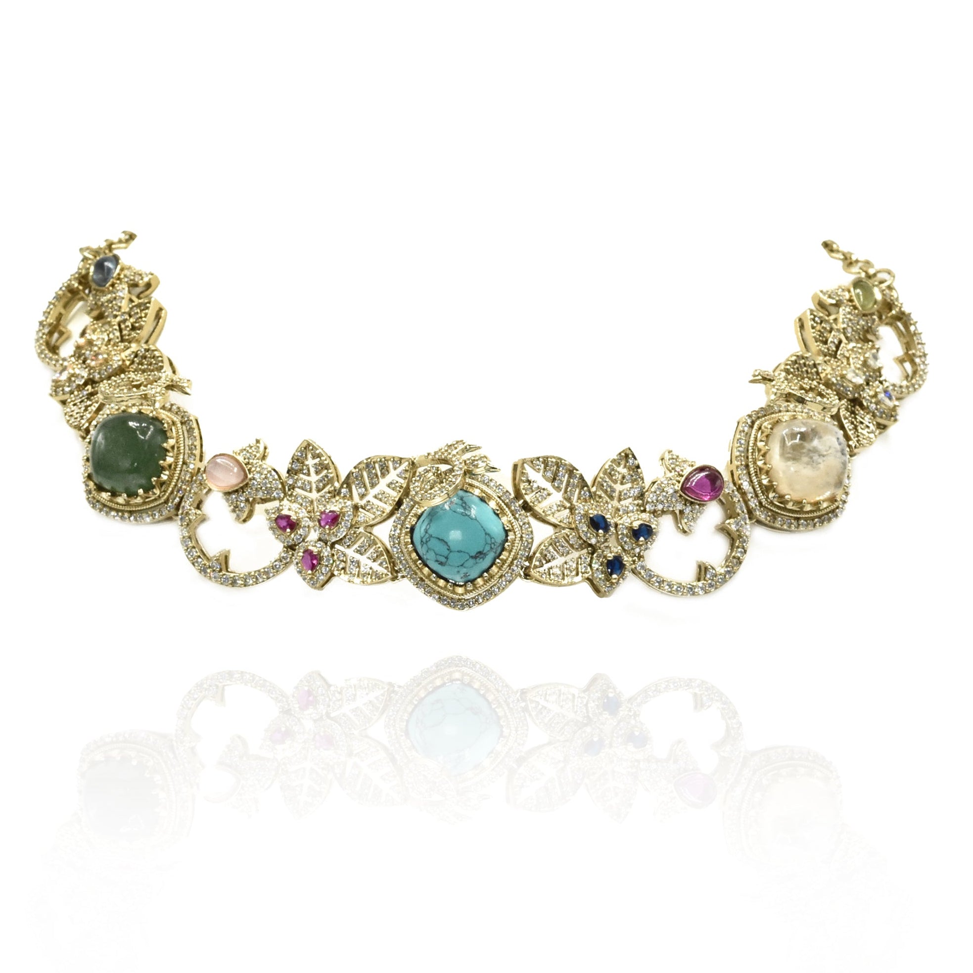Rajsi Turquoise Vine Garden Necklace Set - The Pashm