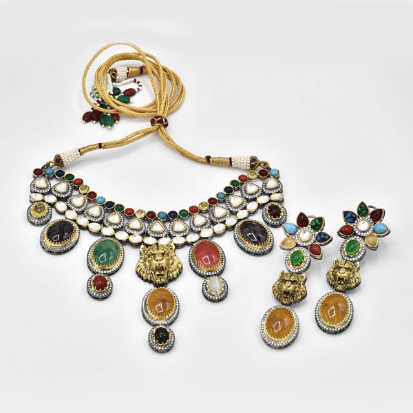 Ananika Colored Stones Lion Necklace - The Pashm