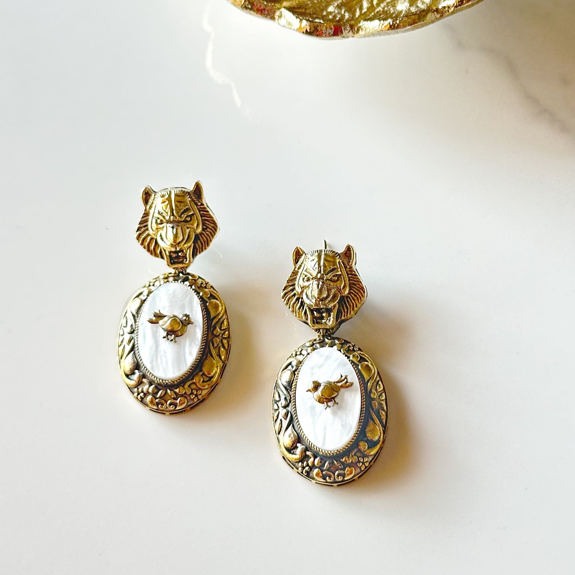 Saima Lion Pearl Earrings - The Pashm