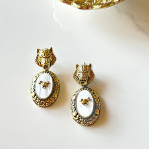 Saima Lion Pearl Earrings - The Pashm